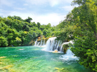 Gorgeous summer view of Krka National Park, Roski Slap location, Croatia, Europe. Beautiful world of Mediterranean countries. Traveling concept background.