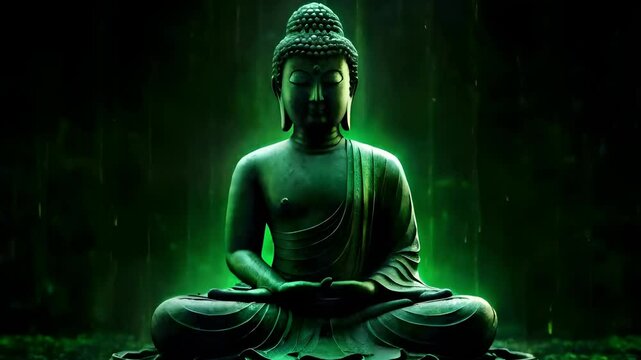 "Serenity in Light: Meditating Buddha on Lotus"