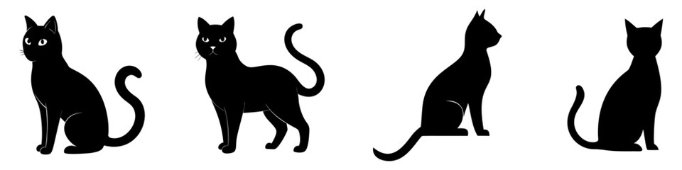 cat silhouette set