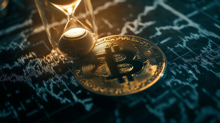 bitcoin chart indexes with bitcoin physical coin and hourglass