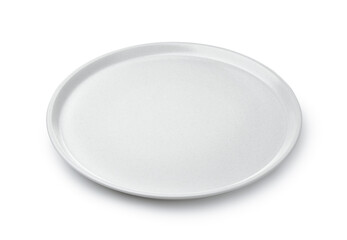 Empty white round ceramic tray