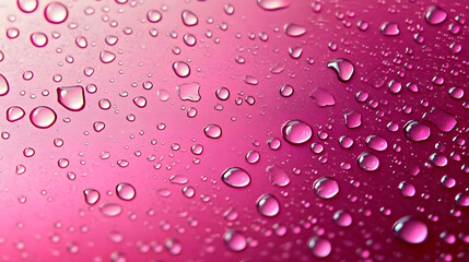 Pink Background with Water Droplets on Surface