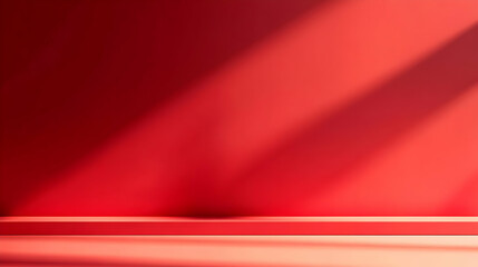Vibrant Red Wall with Soft Shadows and Light Play