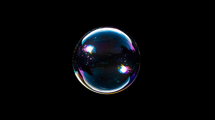 Colorful Soap Bubble on Black Background
