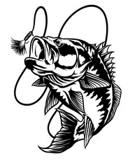 Bass Fish | Fish Lure | Fishing Tournament | Big Catch | Angler Dad | Marine Life | Aquatic Animal | Fresh Water Fish | Original Illustration | Vector and Clipart | Cutfile and Stencil