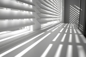 Obraz premium Sunlight Streaming Through Closed White Blinds