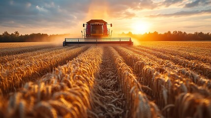 Fototapeta premium a combine harvester in wheat field with stock market graph overlay symbolizing the connection between agriculture ,grain market trends