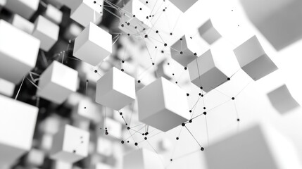 Abstract Network of White Cubes and Black Spheres