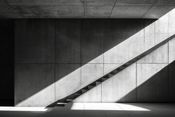 Concrete Staircase and Wall with Light and Shadows