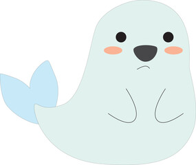 cute cartoon colored little seal, stock vector, white background