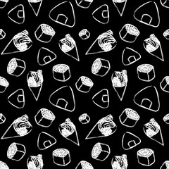 Sushi Wallpaper Pattern Black and White Logo