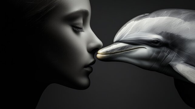 A face split between a human and a wolf, the wolfs features showcasing strength and loyalty on one side, while the human side displays intelligence.