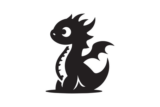 black dragon sitting, cartoon style