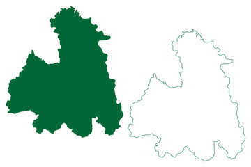 Obraz premium Umaria district (Madhya Pradesh State, Shahdol division, Republic of India) map vector illustration, scribble sketch Umaria map