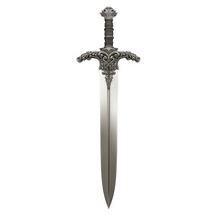 An intricate sword with a beautifully designed hilt and a sharp blade, perfect for showcasing craftsmanship against a white background.