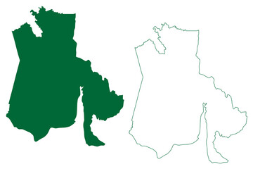 Unakoti district (Tripura State, Republic of India) map vector illustration, scribble sketch Unakoti map