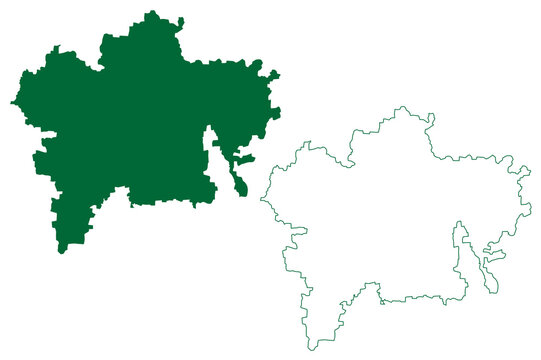 Ujjain district (Madhya Pradesh State, 	Ujjain division, Republic of India) map vector illustration, scribble sketch map