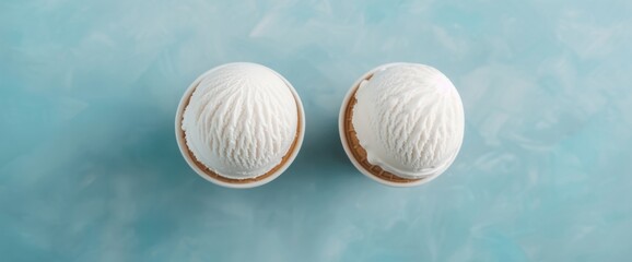 Two ice cream cones with white ice cream in them