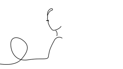 Continuous line beautiful woman line art illustration