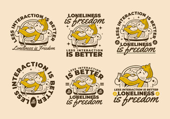 Less interaction is better. Character design of monkey sleep on the sofa