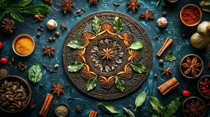 Obraz premium Colorful Herbs and Spices for Culinary Creations