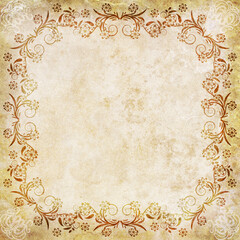 Old paper with decorative floral frame