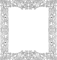 Vector sketch illustration silhouette design frame baground classic vintage ethnic ornate traditional carving ornament