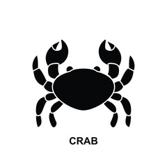 Crab icon. The black crab symbol isolated on background vector illustration.