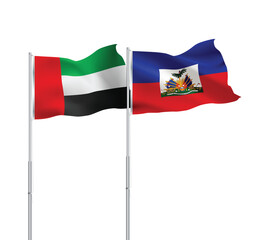 UAE,Haiti flags together on pole