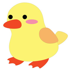 cute cartoon colorful little yellow duck stock vector, white background