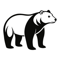 Grizzly or Polar bear black silhouette vector illustration on a white background, Logo icon