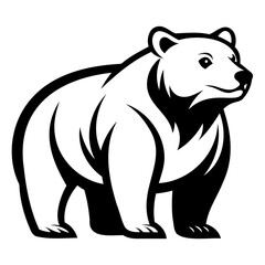Grizzly or Polar bear black silhouette vector illustration on a white background, Logo icon