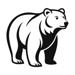 Grizzly or Polar bear black silhouette vector illustration on a white background, Logo icon