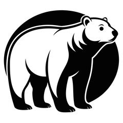 Grizzly or Polar bear black silhouette vector illustration on a white background, Logo icon