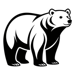 Grizzly or Polar bear black silhouette vector illustration on a white background, Logo icon