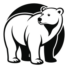 Grizzly or Polar bear black silhouette vector illustration on a white background, Logo icon