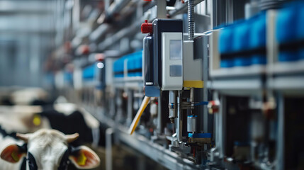 Naklejka premium Robotic Milking System in a Dairy Farm Setting