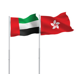 UAE,Hong Kong flags together on pole