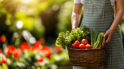 Fototapeta premium 新鮮な野菜を収穫する農園の風景