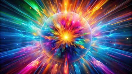 Obraz premium A cosmic explosion of vibrant color and light, radiating outward in a dazzling display of celestial energy