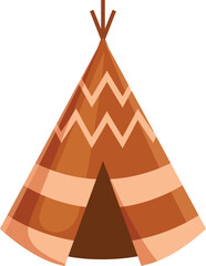 Brown teepee tent standing for indian culture illustration on white background © nsit0108