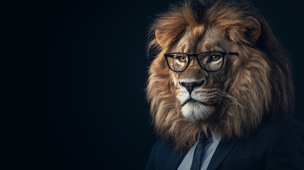 Illustration of a lion wearing a suit and sunglasses, Ai