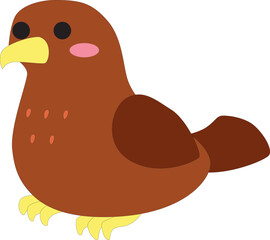 cute cartoon colored little sitting eagle stock vector, white background