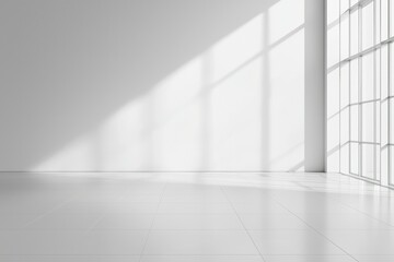 White Room with a Large Window and Tiled Floor