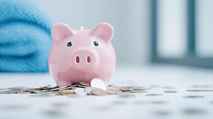 Broken Piggy Bank Symbolizing Financial Collapse - A Visual Representation of Budget Deficit Coin Loss and Erosion of Savings in a Chaotic Economic Environment