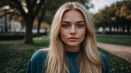 Obraz premium Blonde, natural girl, girl next door, athletic, active, lookbook, beauty, model