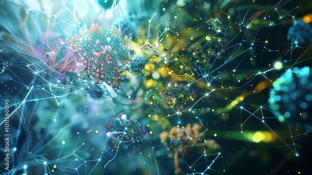 Poster a digital ecosystem seamlessly connecting various devices and networks.