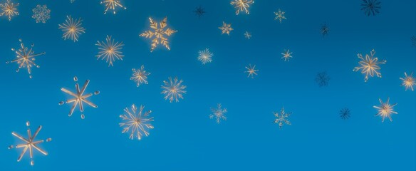 Snowflakes Falling on a Blue Sky