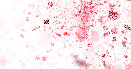Naklejka premium Blurred sale percent rain background. 3d