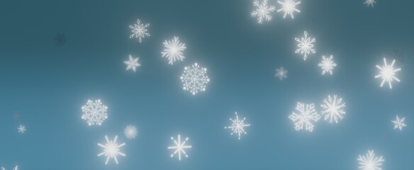 Winter Wonderland: Snowflakes Falling on a Blue Sky